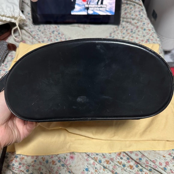 Black Leather Men's Bag with Gold Accents - Picture 7 of 11